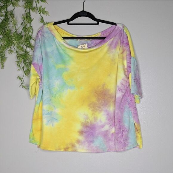 (Eldridge) Plus Spring Tie Dye Rainbow Top 1X - Picture 1 of 6